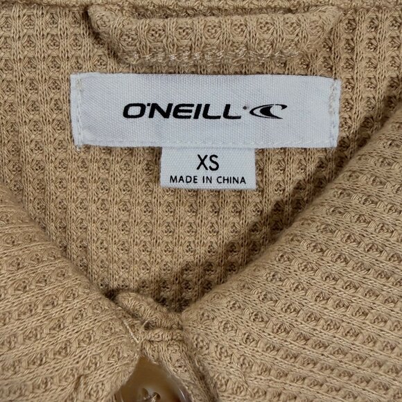 O’Neill Women’s XS Waffle Knit Jacket Shacket Tan Button Front NWT Neutral Cozy - Picture 4 of 16